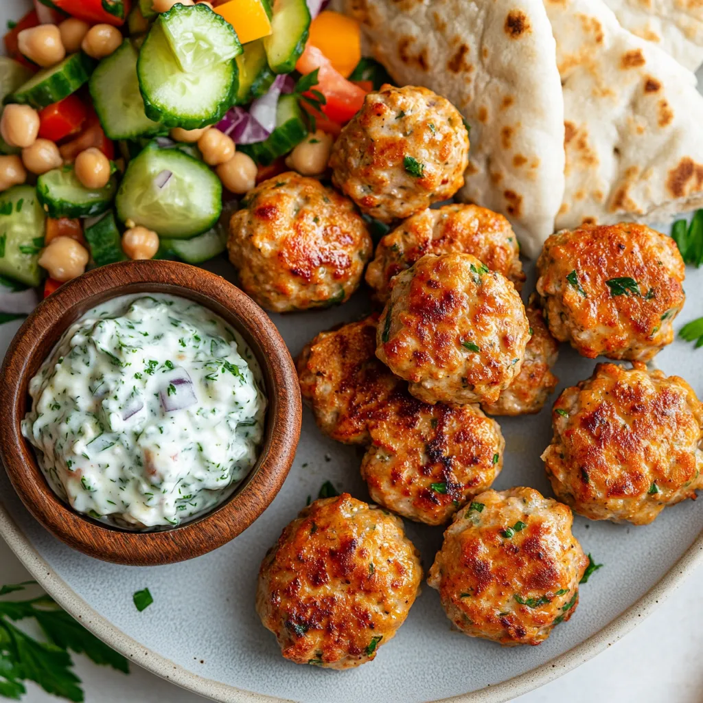 A plate of food with meatballs and a bowl of sauce.