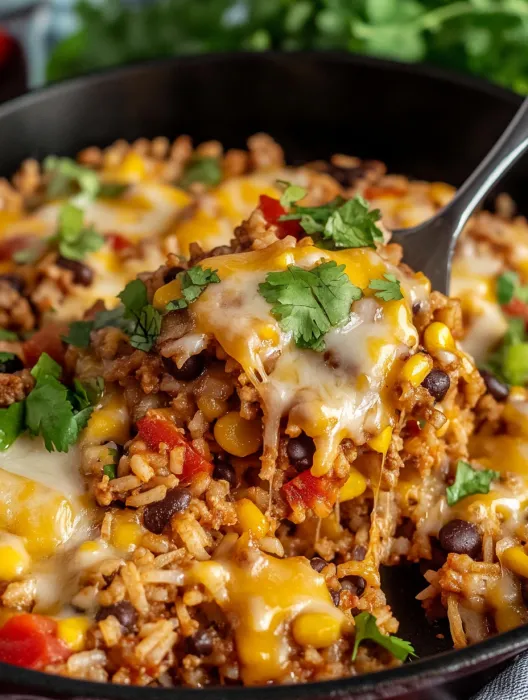 A plate of food with a fork on top.