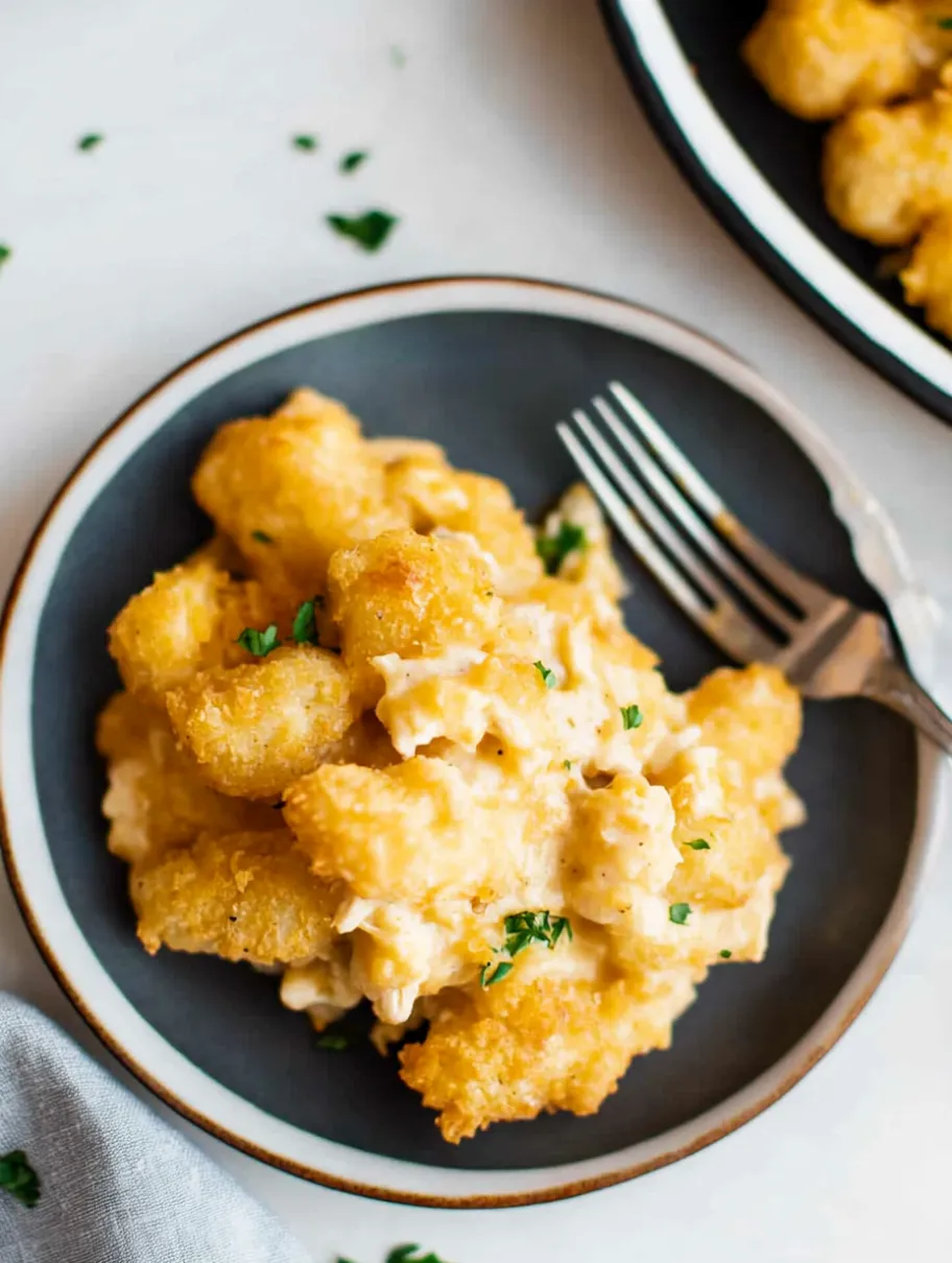 A plate of food with a fork on it.