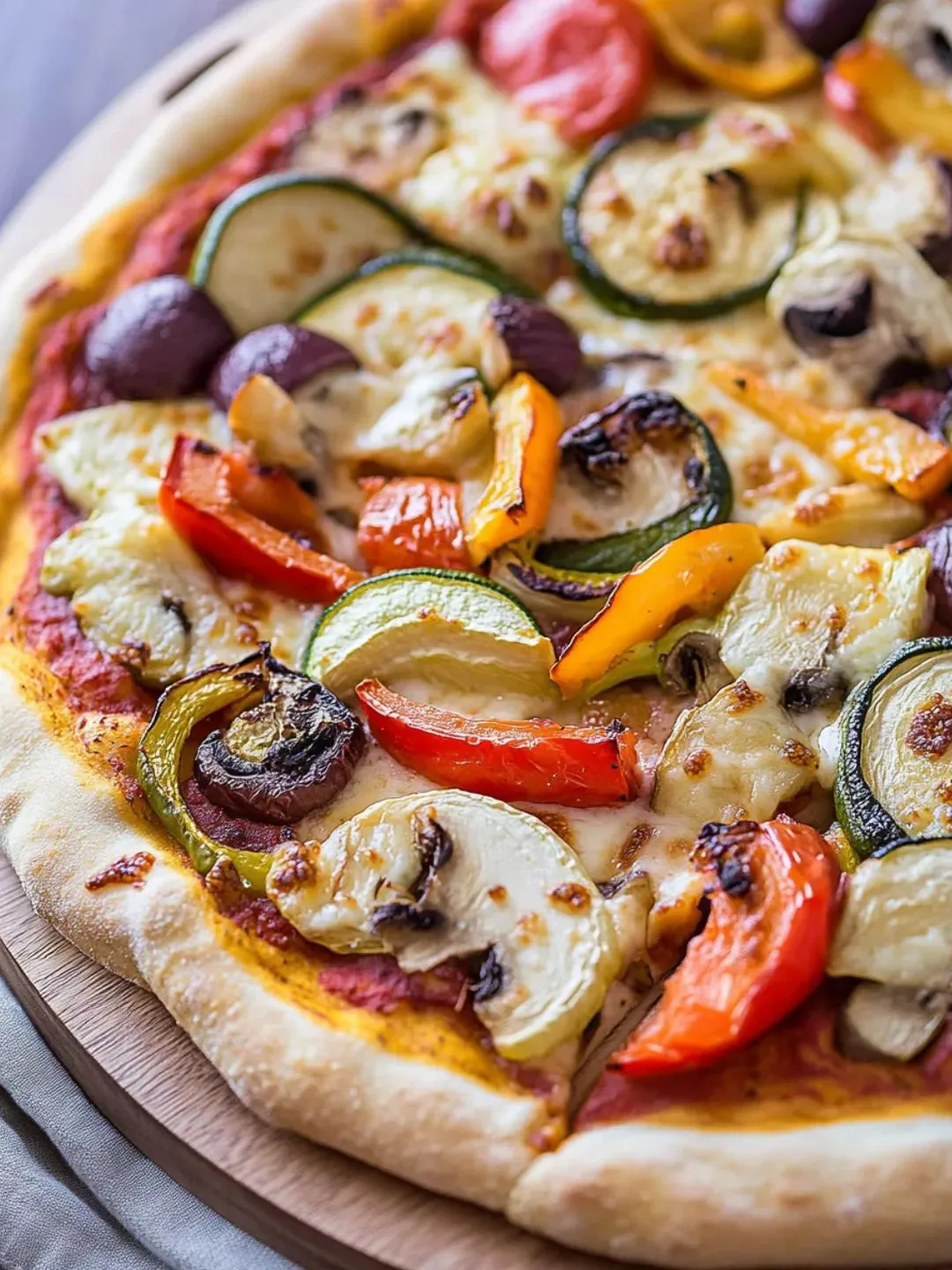 A pizza with a variety of toppings.