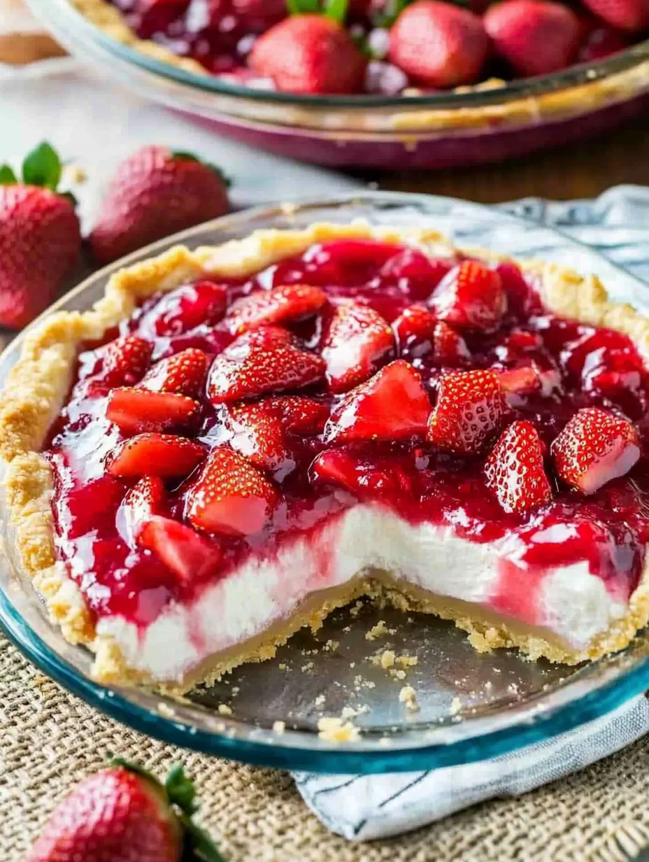 A slice of strawberry cheesecake.