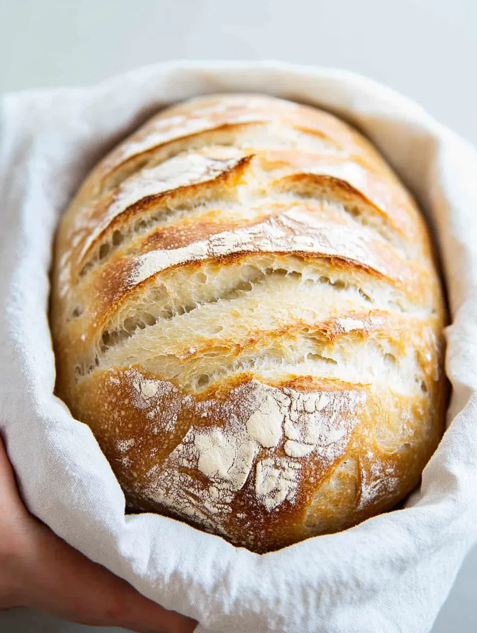 A loaf of bread with a white cloth.
