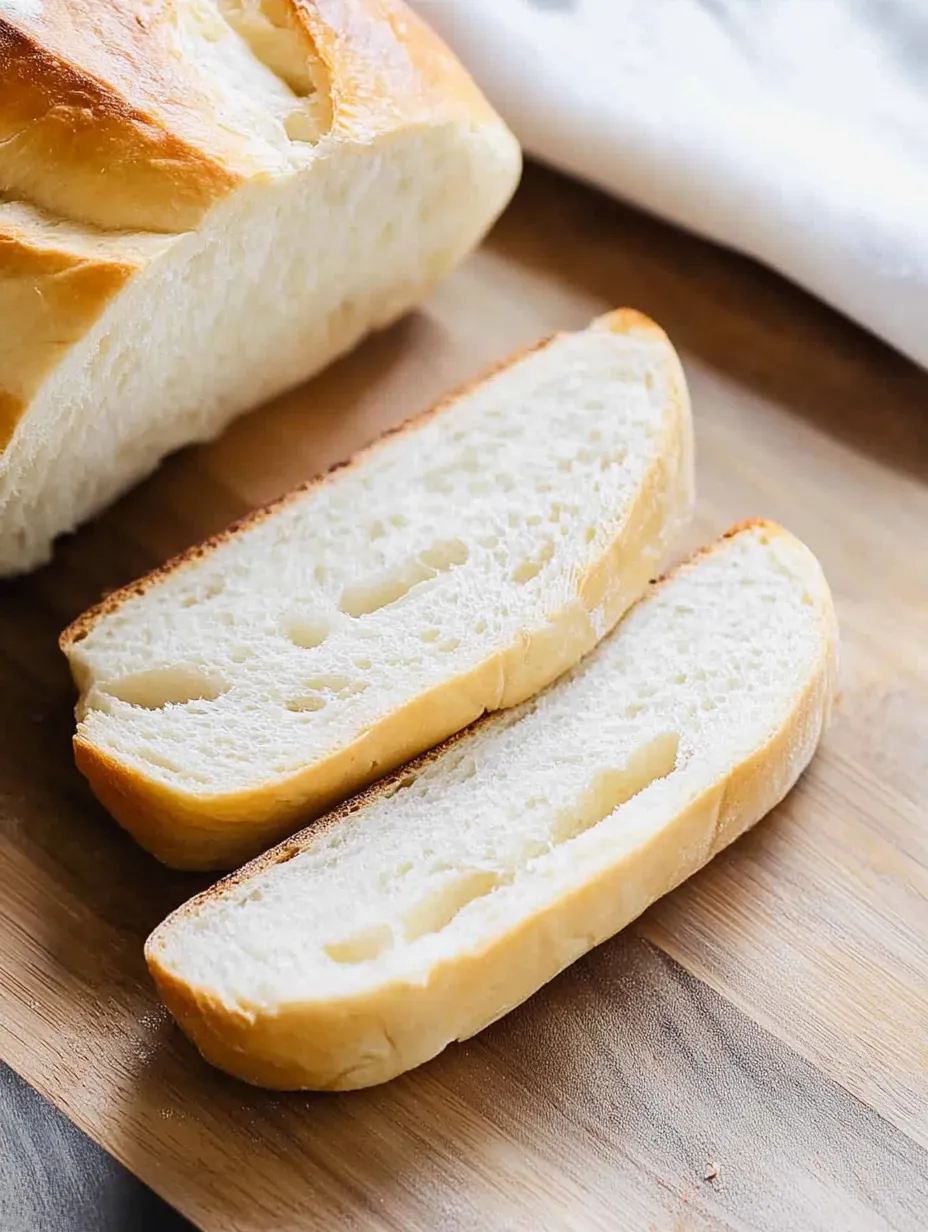 Two slices of bread on a cutting board.