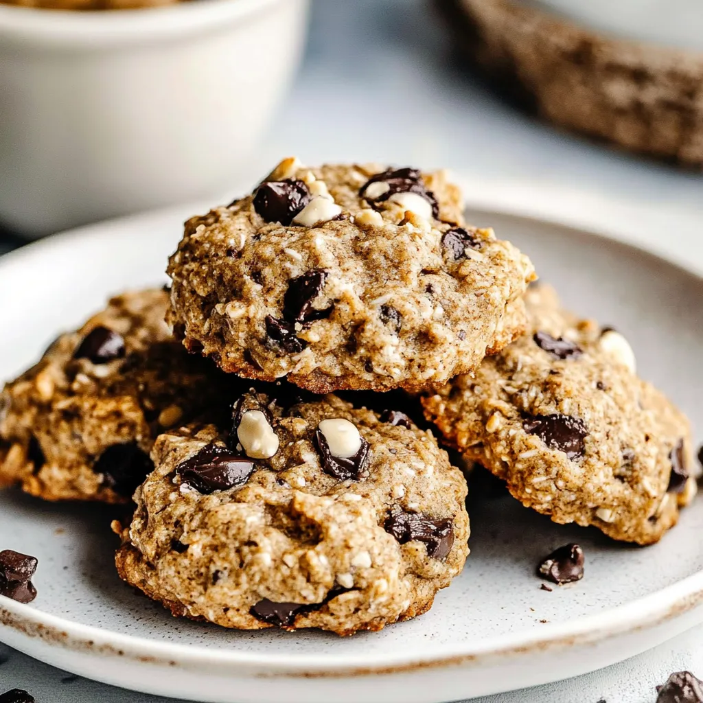 A plate of cookies with chocolate chips.