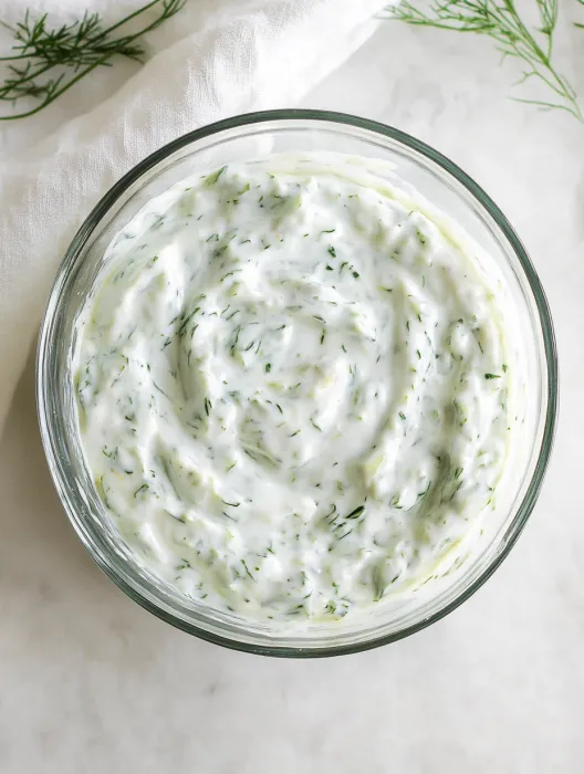 A glass bowl of sour cream.