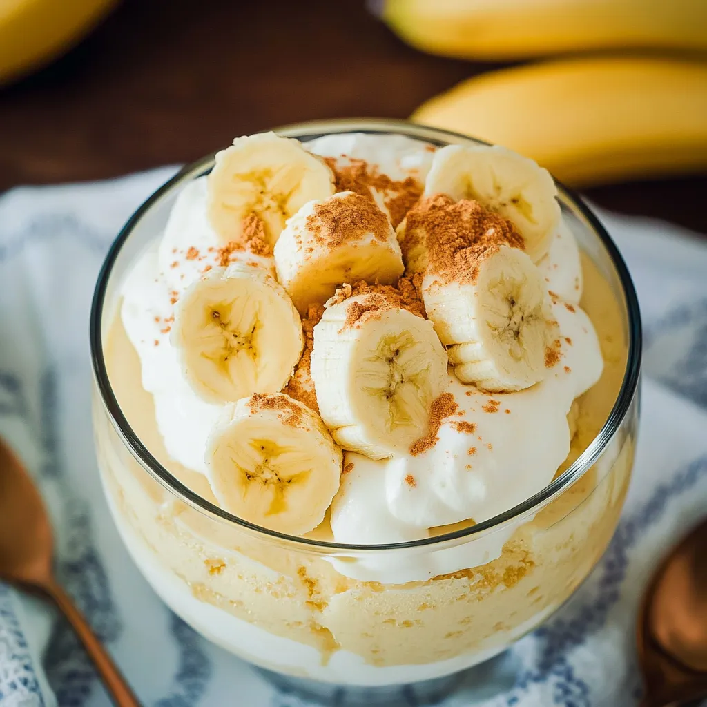 A glass of banana and cream.
