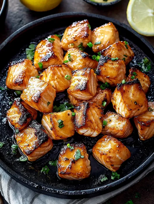 A pan of fish with green onions.