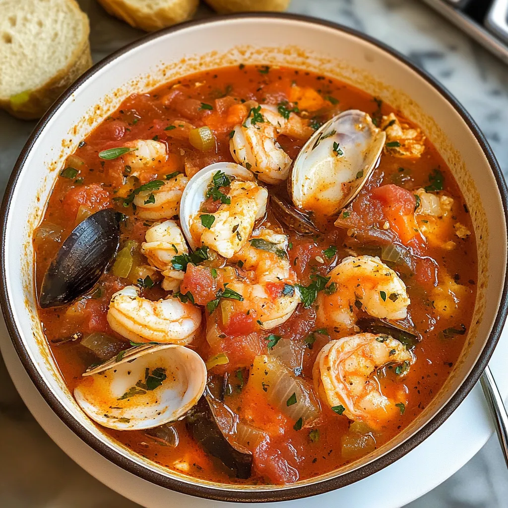 A bowl of soup with shrimp and lobster.