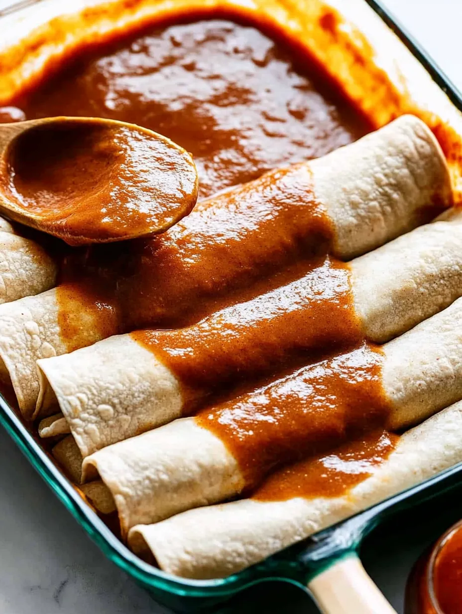 A plate of burritos with a spoon in it.