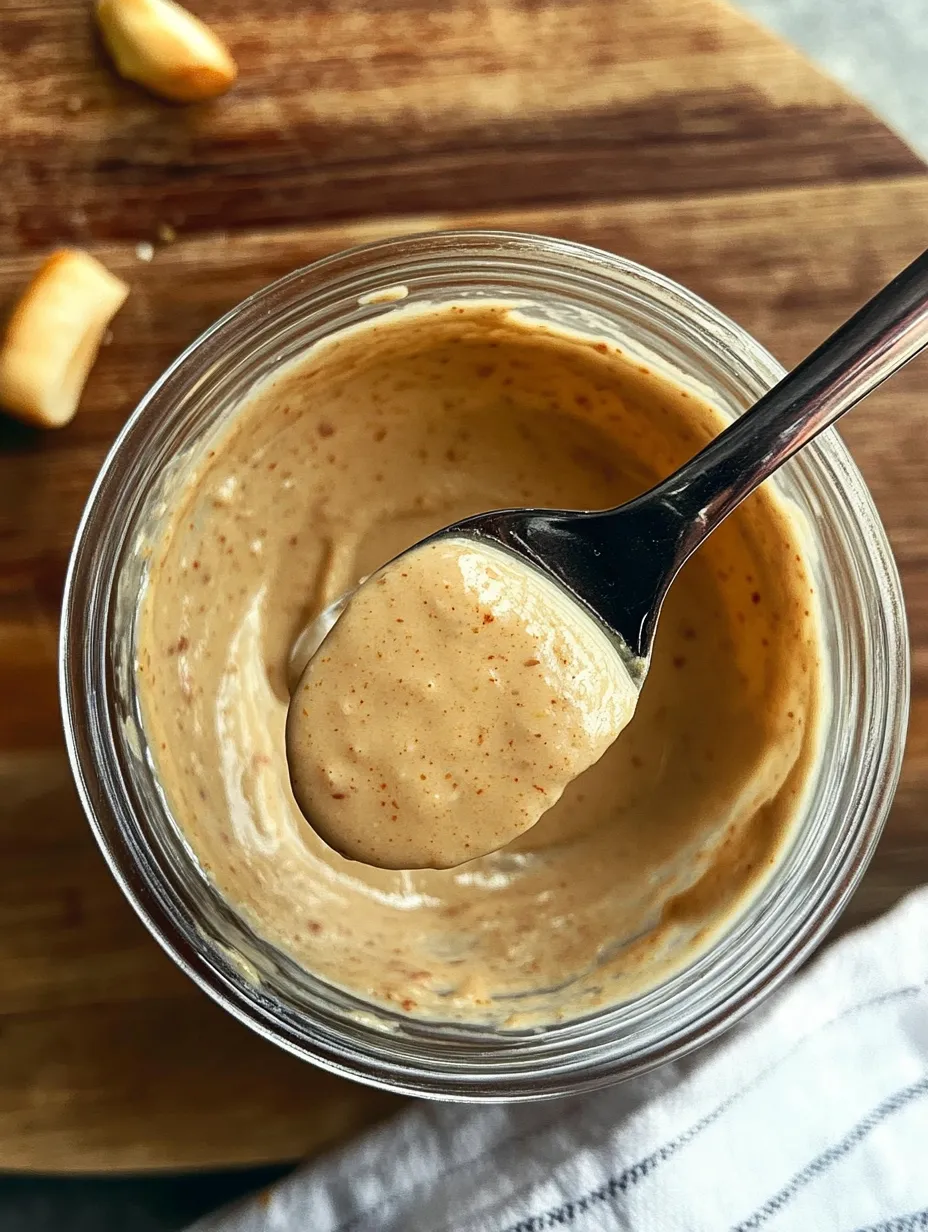 A spoon in a jar of peanut butter.