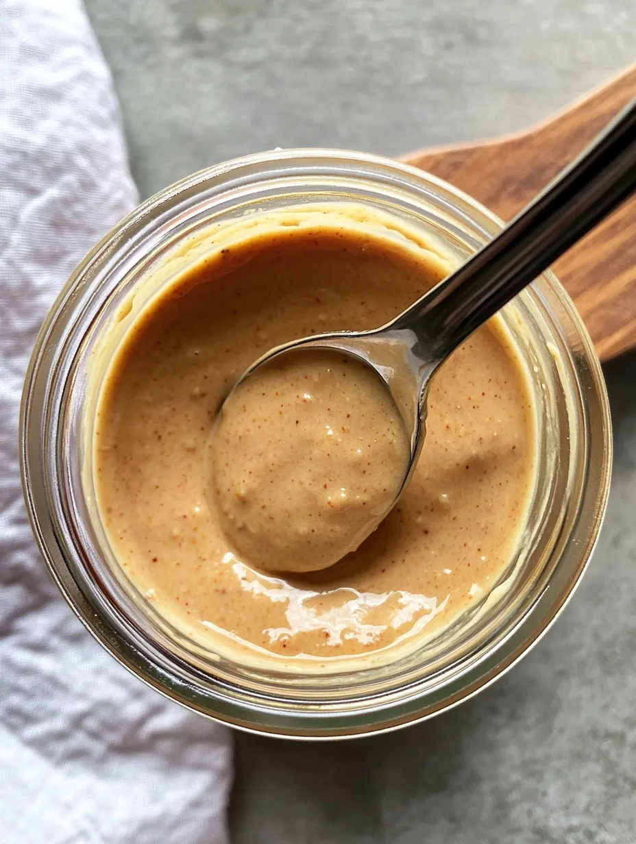 A spoon in a jar of peanut butter.