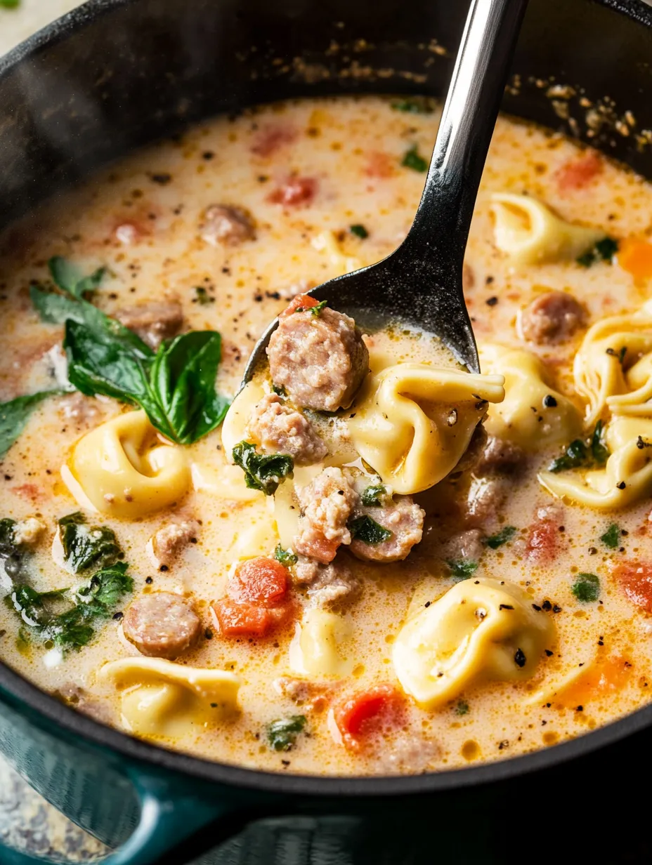 A bowl of soup with a spoon in it.