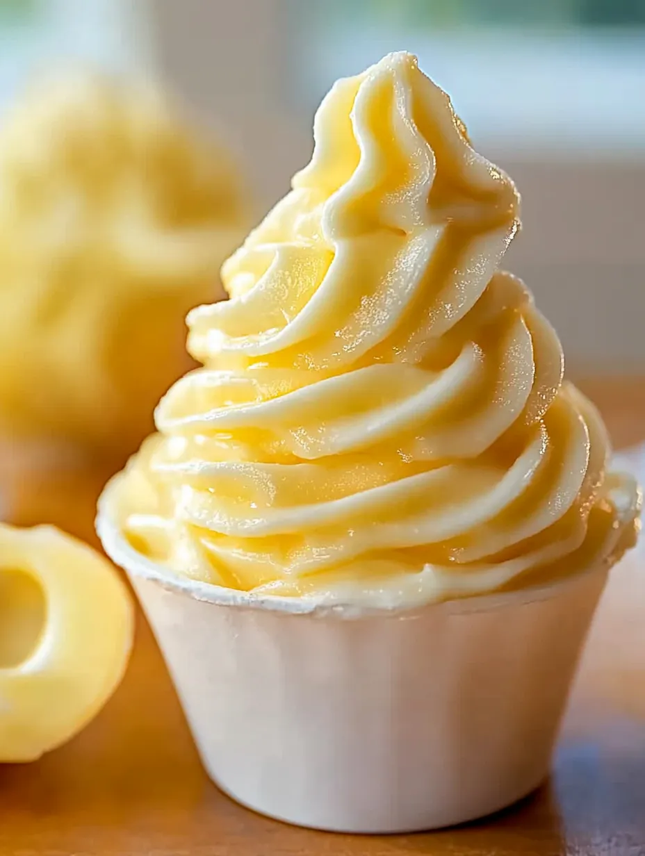 A cupcake with a yellow frosting.