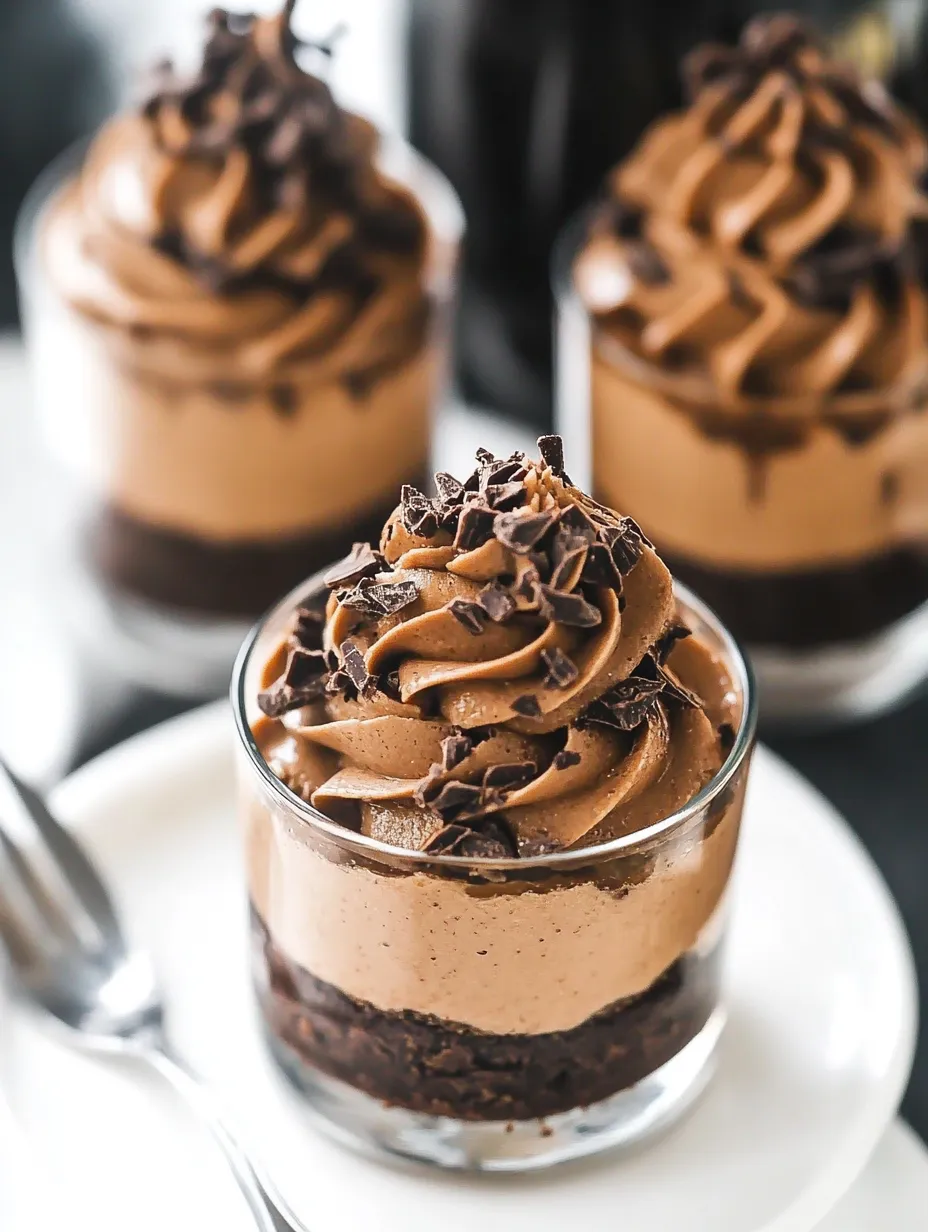 A chocolate dessert with chocolate chips on top.
