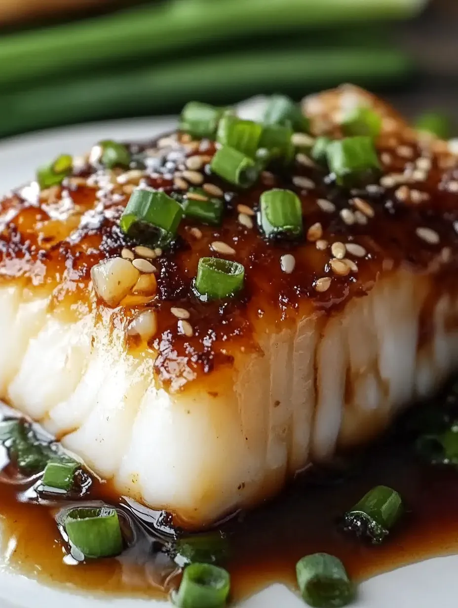 A piece of fish with a sauce on top.