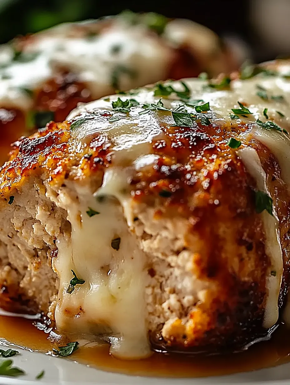 A piece of meat with cheese on top.