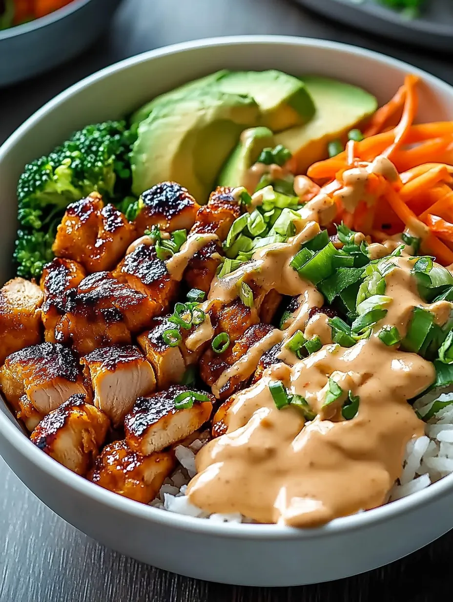 A bowl of food with rice, meat, and vegetables.