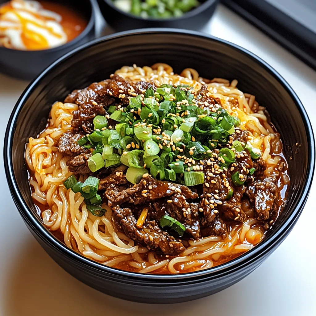 A bowl of noodles with meat and vegetables.