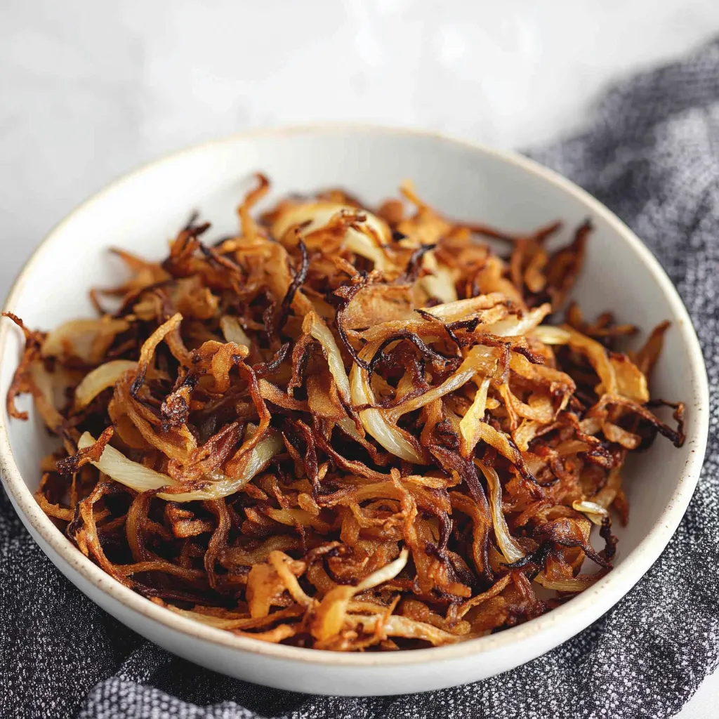 A bowl of fried onions.