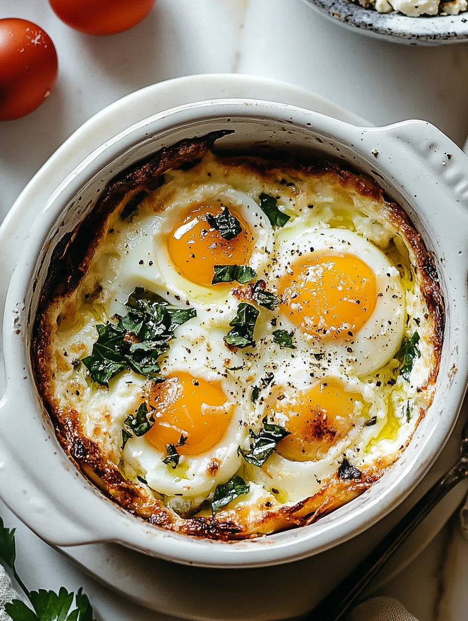 A bowl of food with eggs and greens.