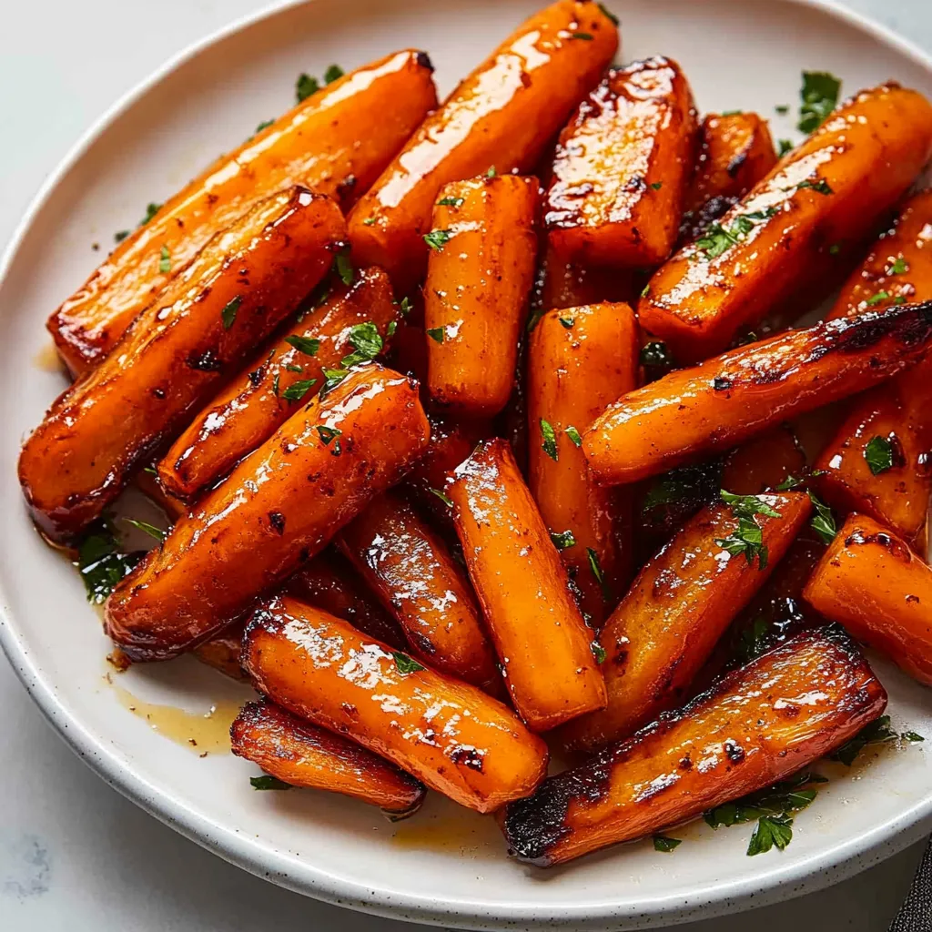 A plate of roasted carrots.