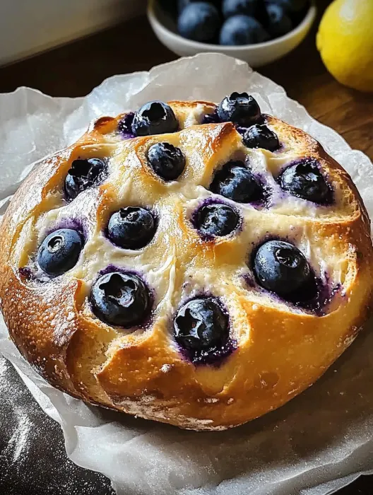 A blueberry pastry with blueberries on top.