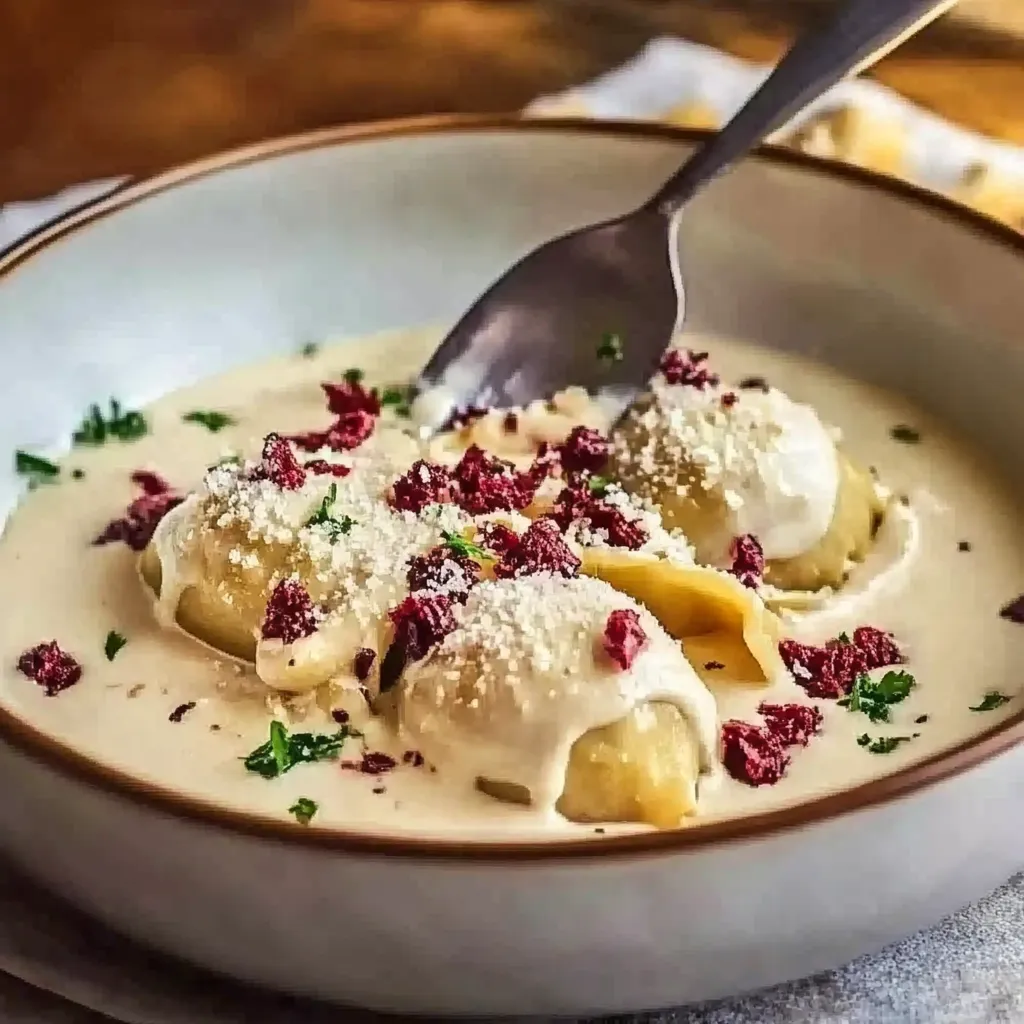 A bowl of food with a spoon in it.