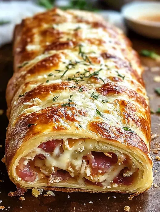 A cheese and meat filled pastry.