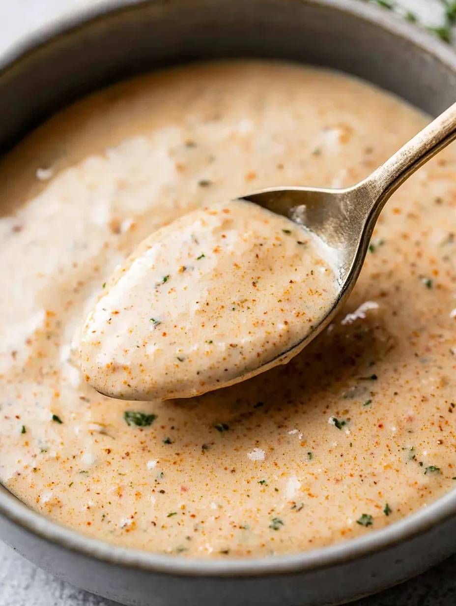 A spoon is in a bowl of soup.