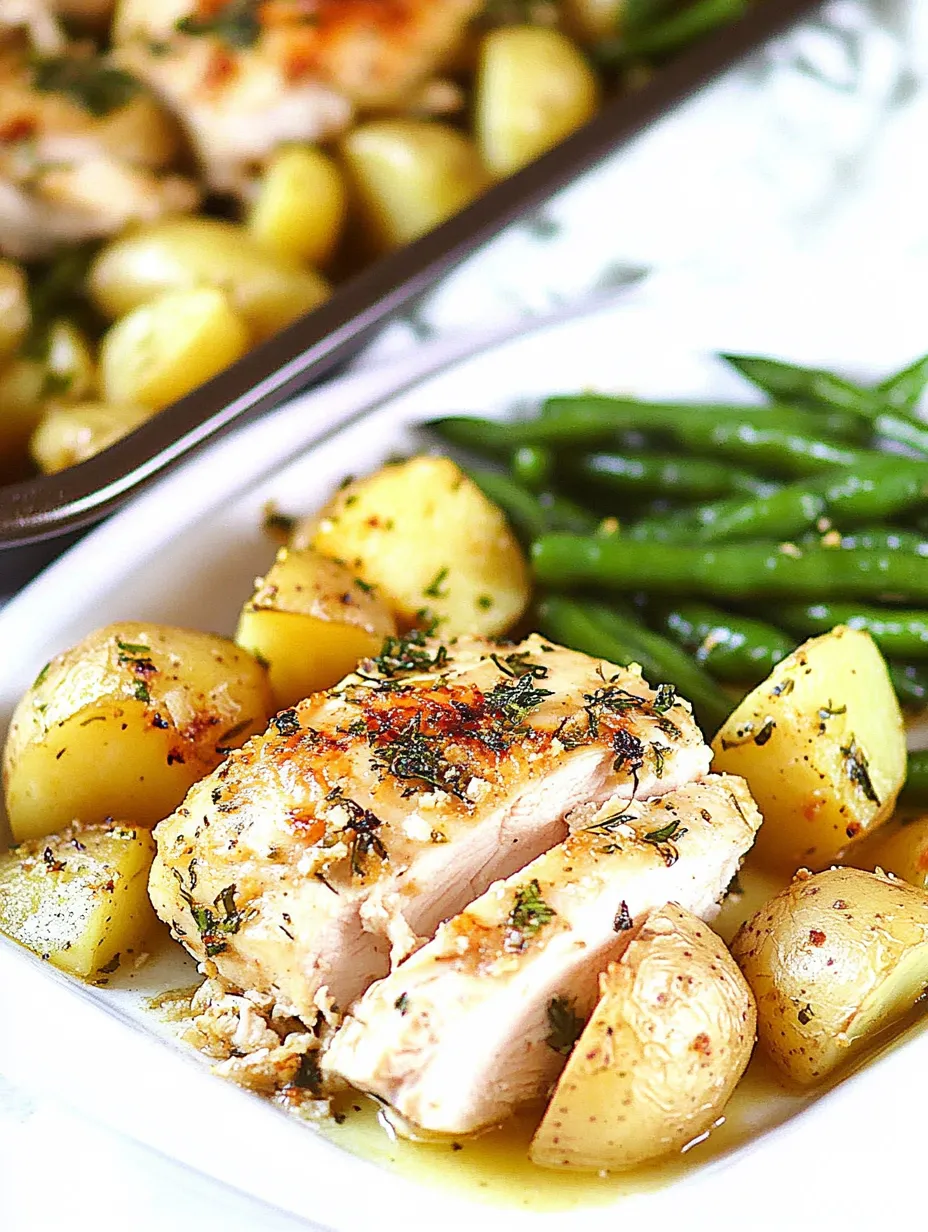 A plate of food with potatoes, green beans, and meat.