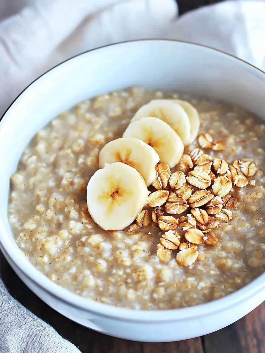 A bowl of oatmeal with bananas and nuts.