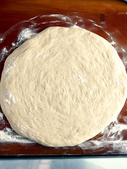 A dough ball on a table.