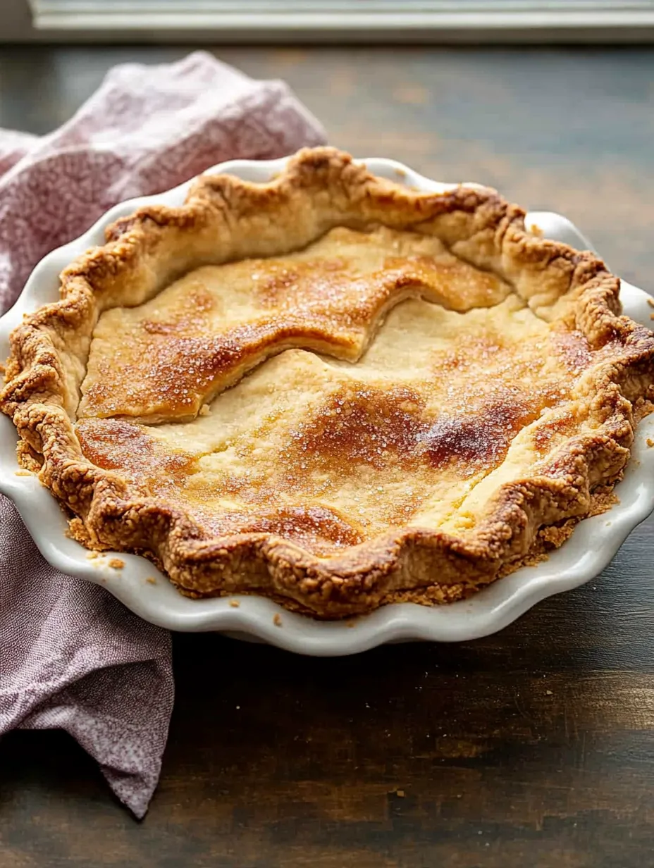 A pie with a golden crust.