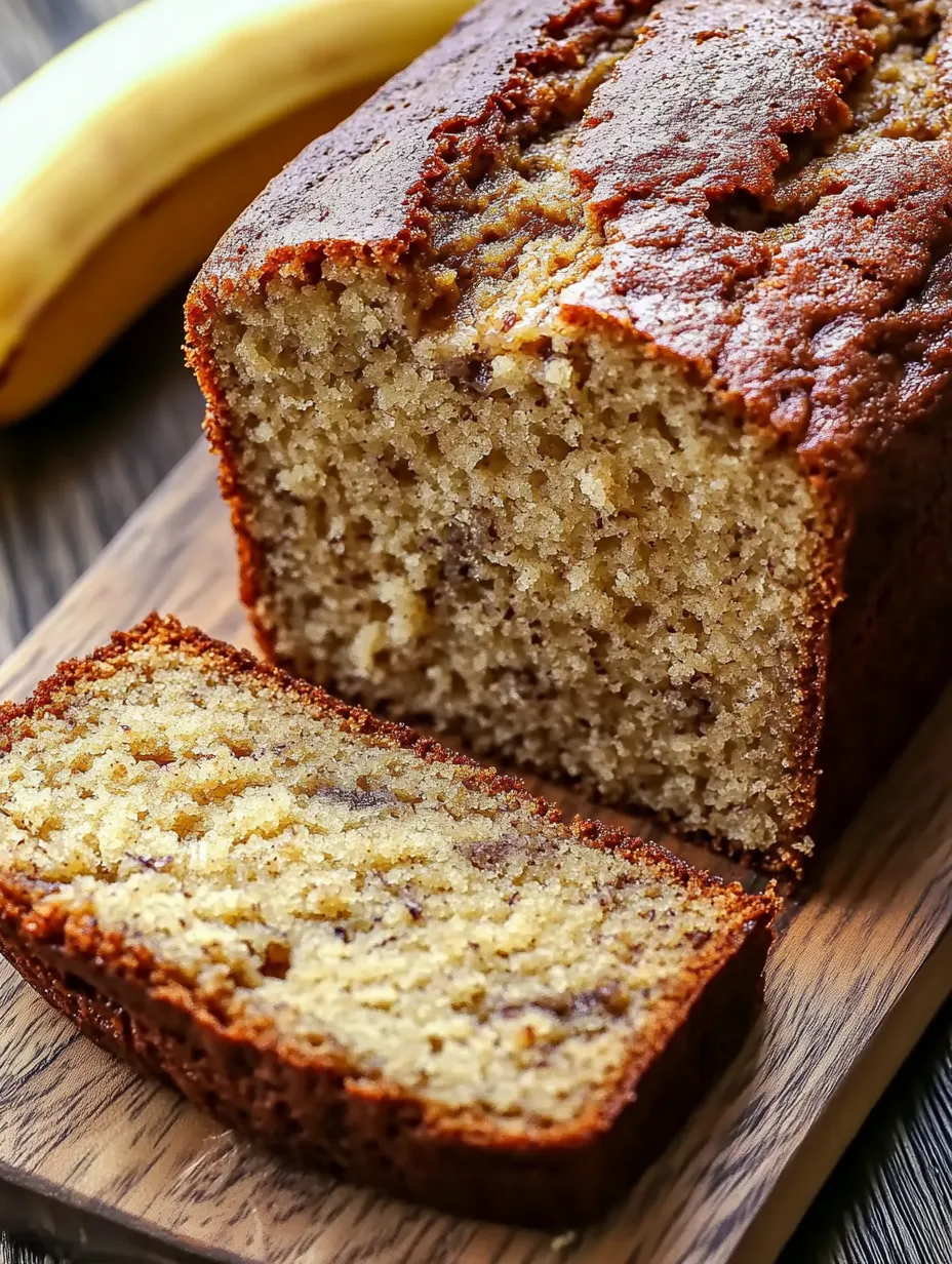 A slice of banana bread on a wooden table.
