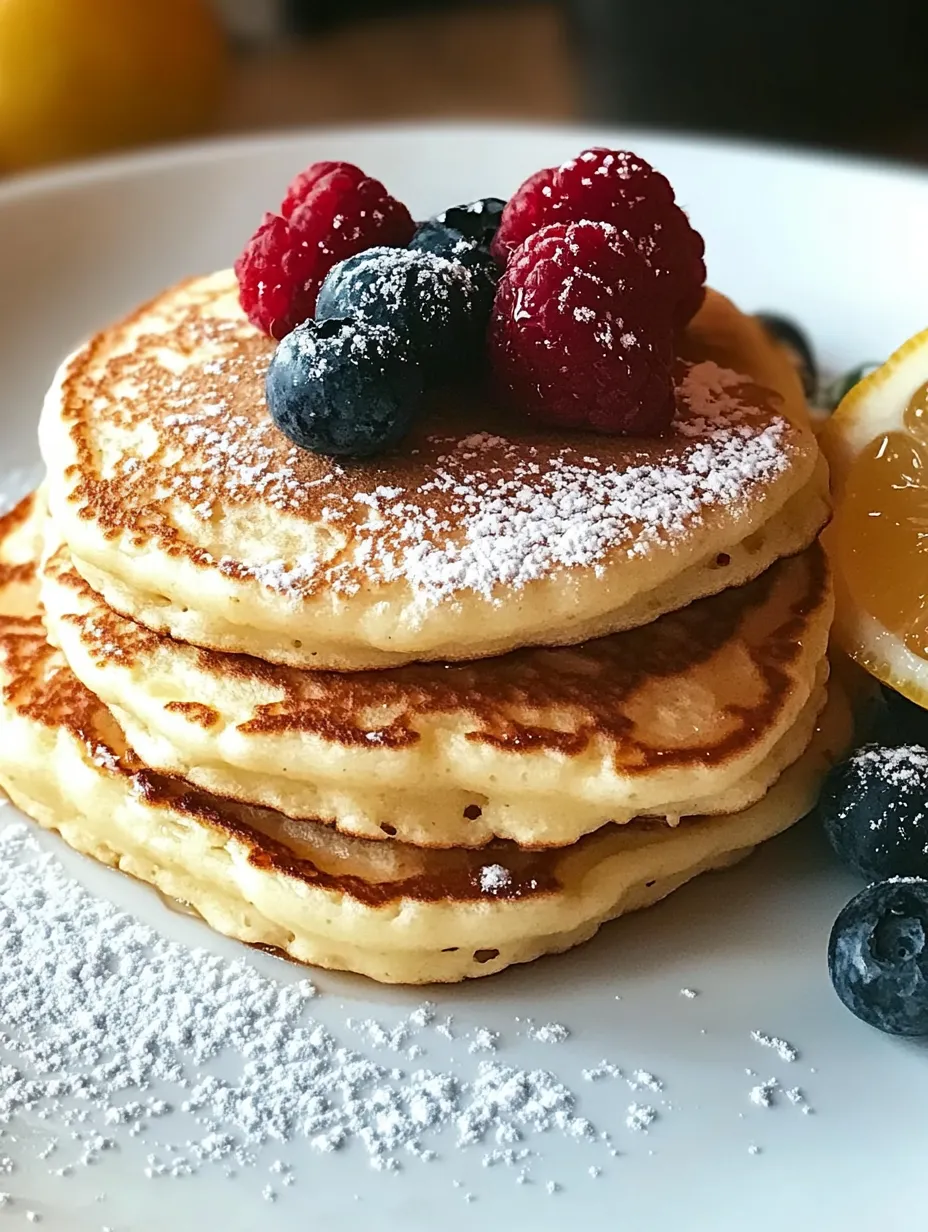 A stack of pancakes with fruit on top.