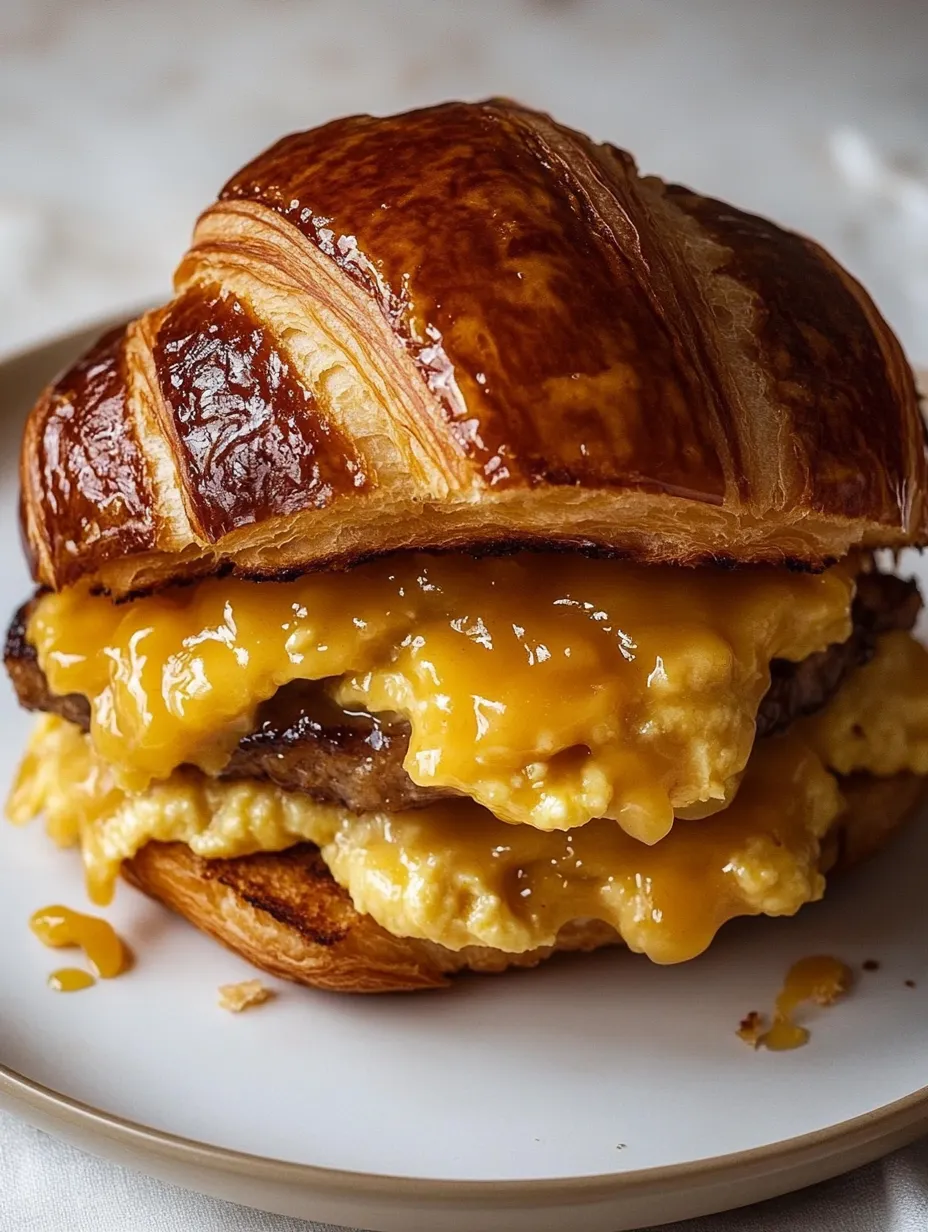 A sandwich with egg and cheese on a white plate.