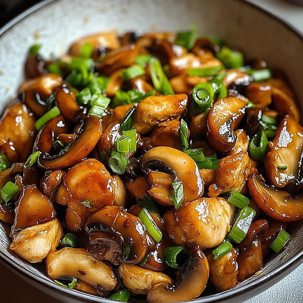 A bowl of mushrooms with green onions.