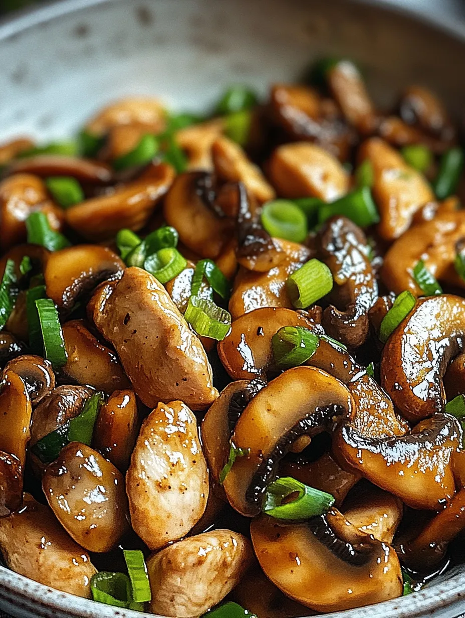 Mushrooms with green onions.