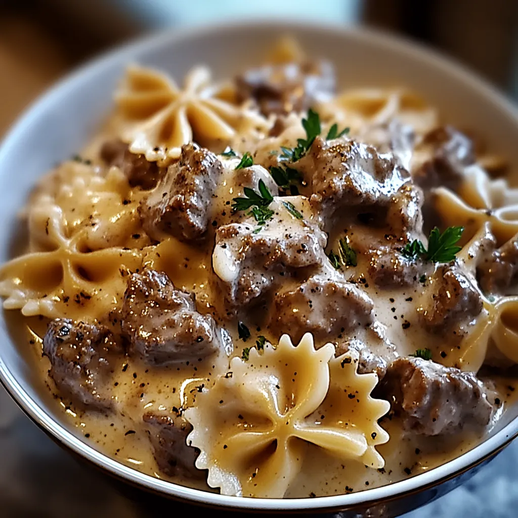 A bowl of pasta with meat and cheese.
