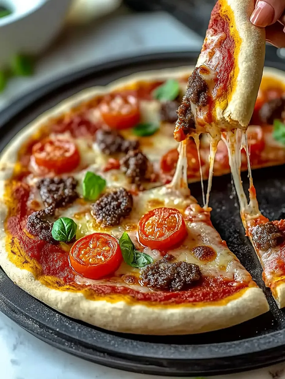 A slice of pizza with tomatoes and cheese.