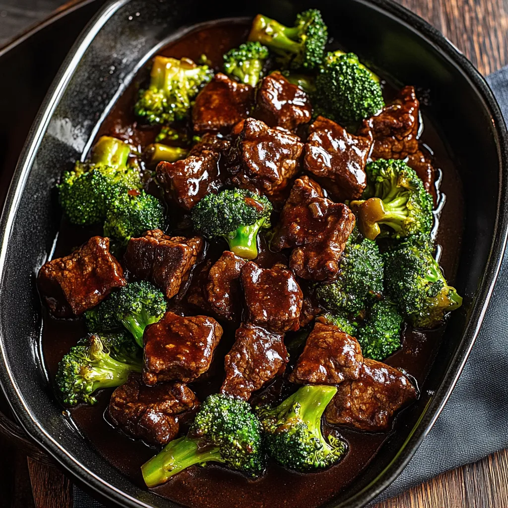 A bowl of beef and broccoli.