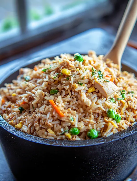 A bowl of rice with peas and carrots.