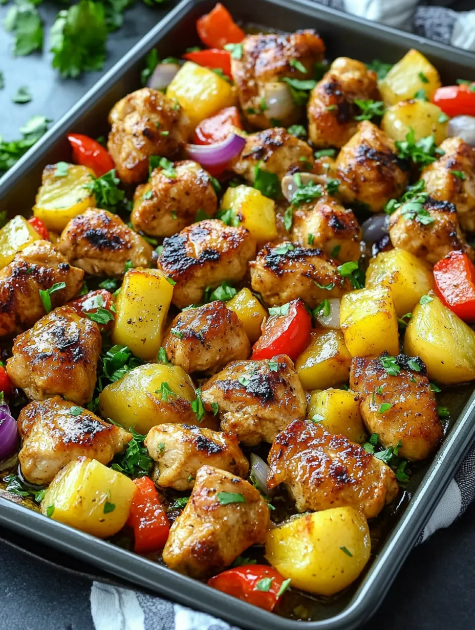 A pan of chicken and vegetables.