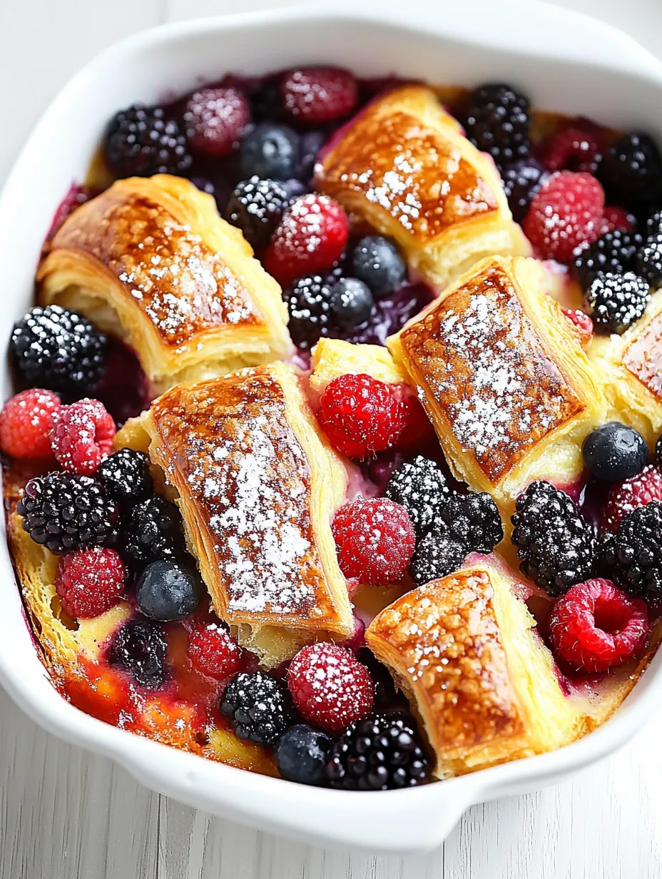A bowl of fruit with a pastry on top.