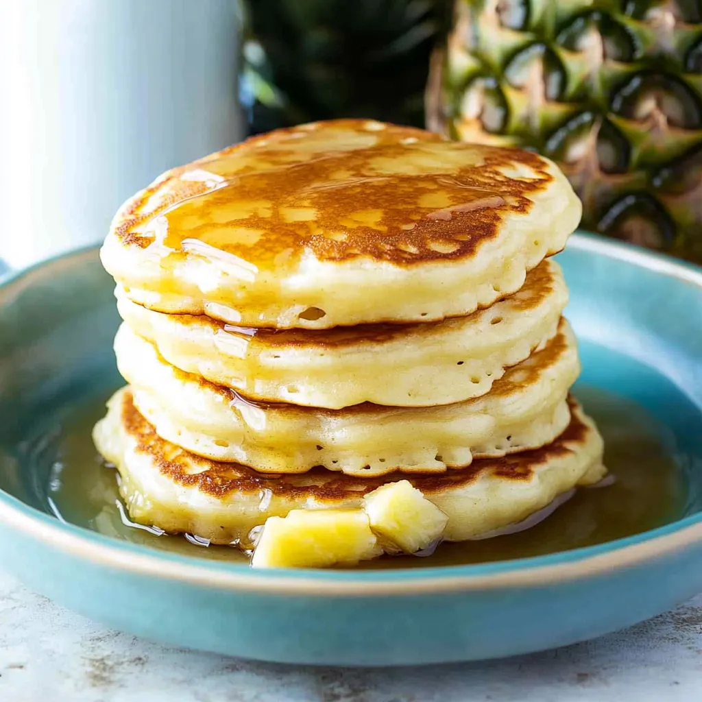 A stack of pancakes with syrup.