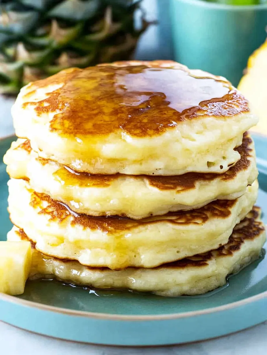A stack of pancakes with syrup on a plate.
