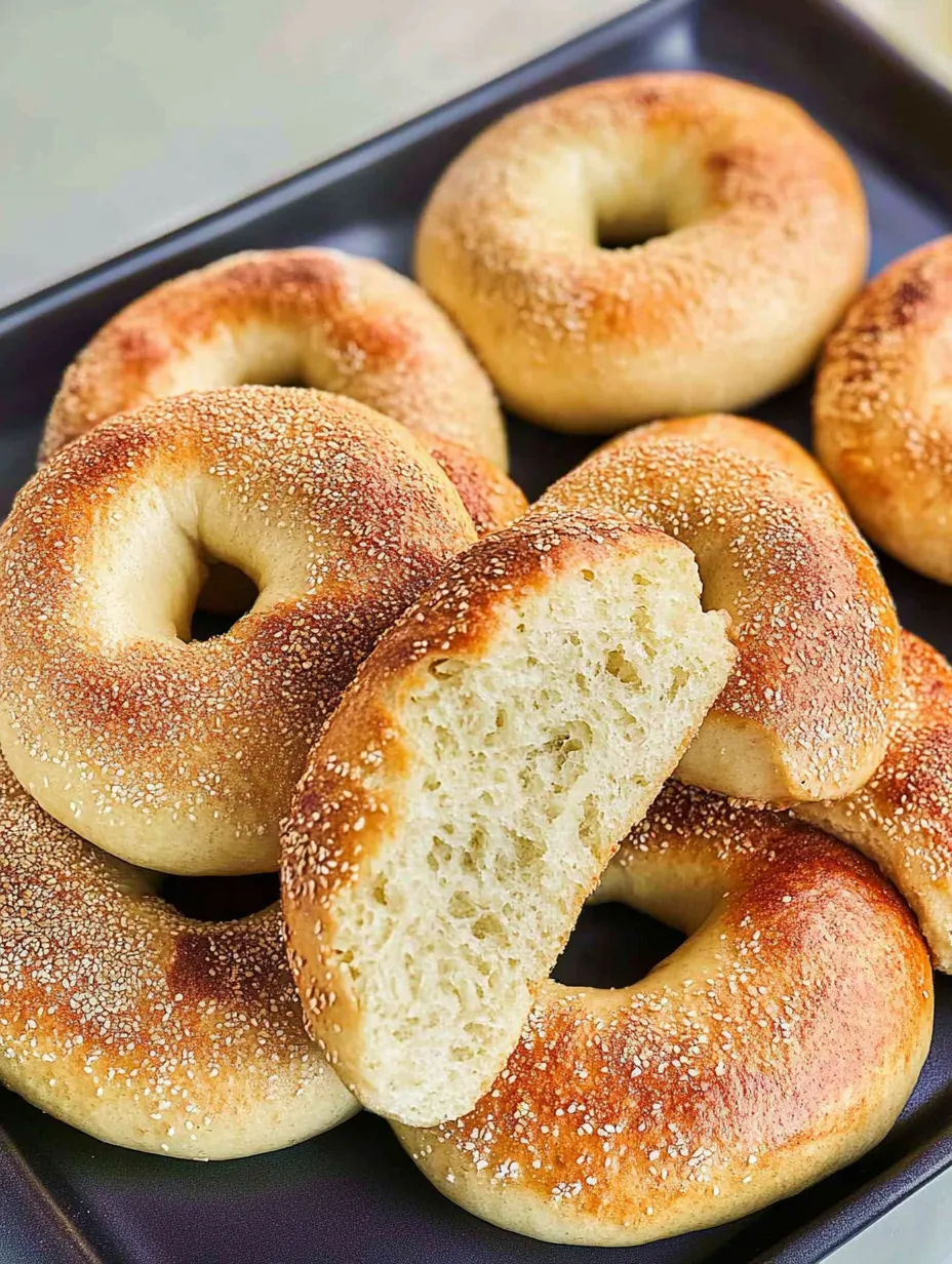 A bagel with a slice cut out of it.