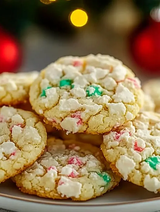 A plate of cookies with white, red and green frosting.