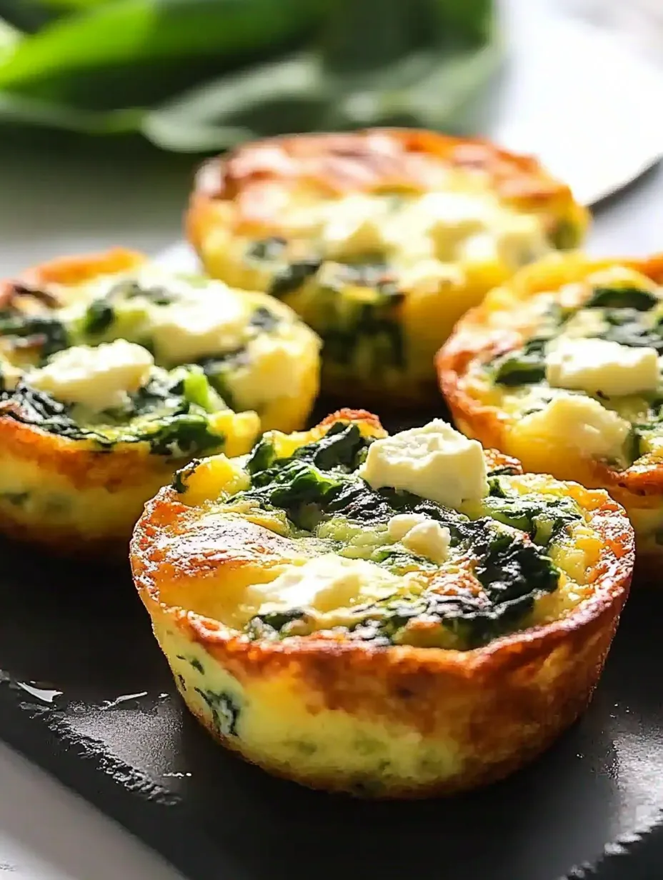 Four small quiches with spinach and cheese.