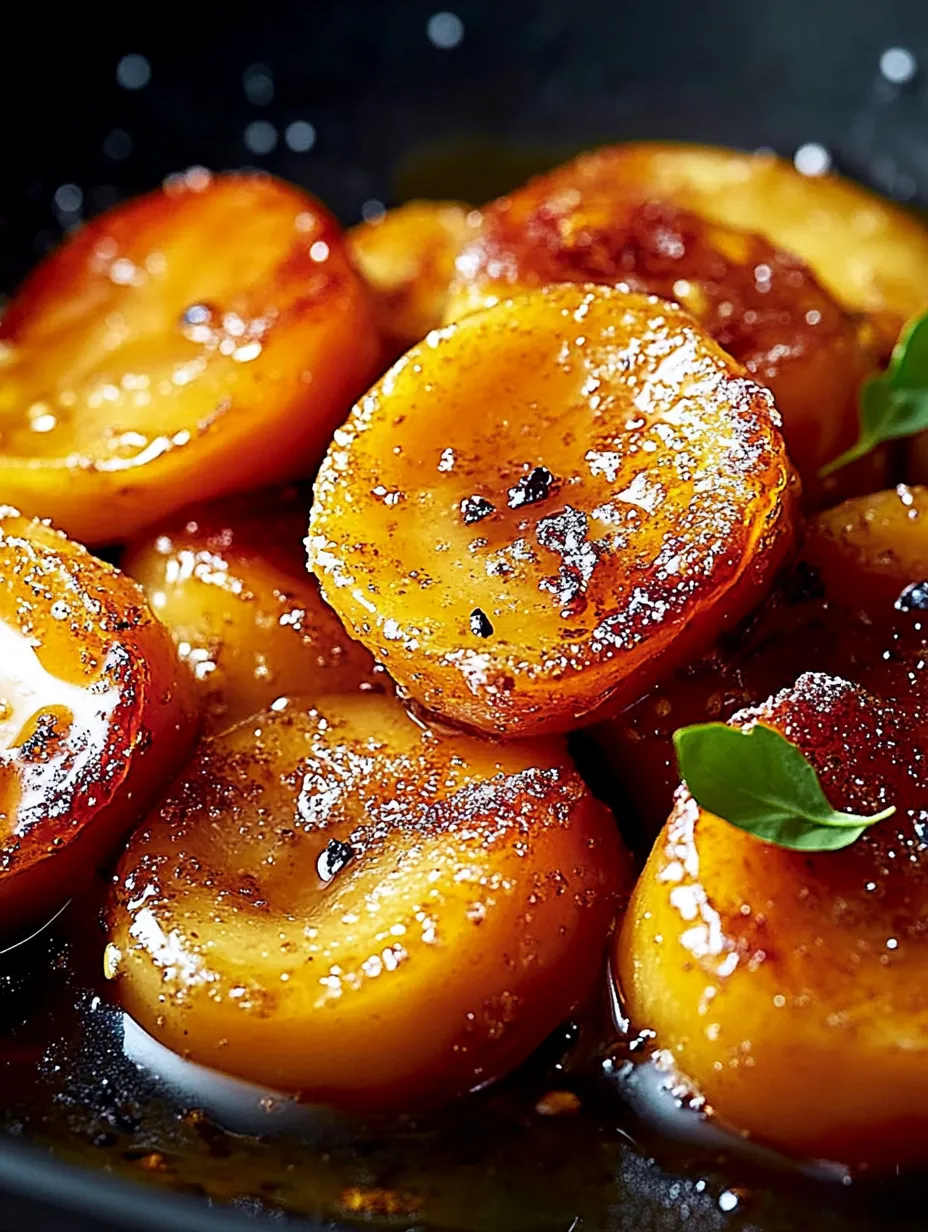 Sliced apples in a pan with a sauce.